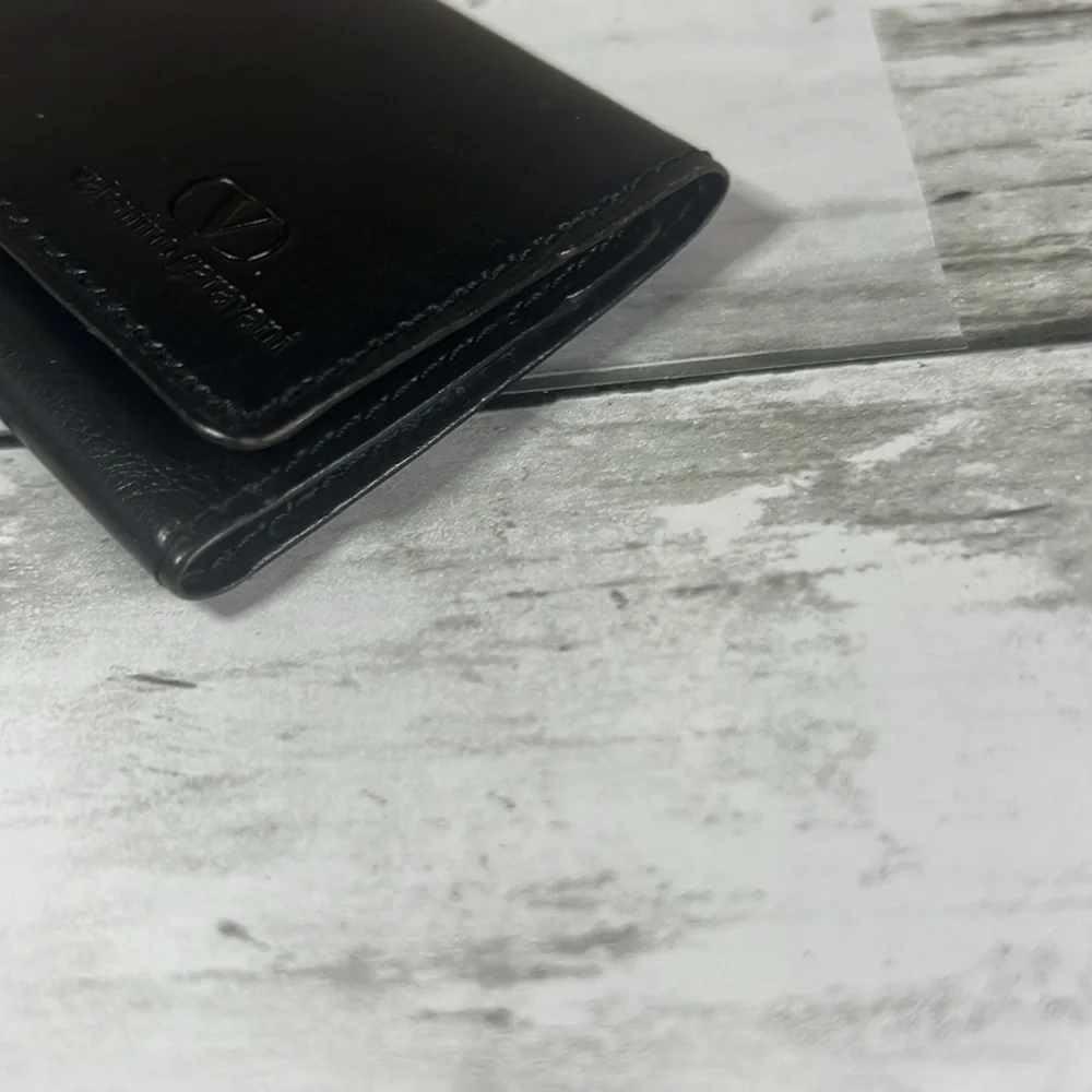 Valentino Garavani Black Leather Key Holder Wallet Case